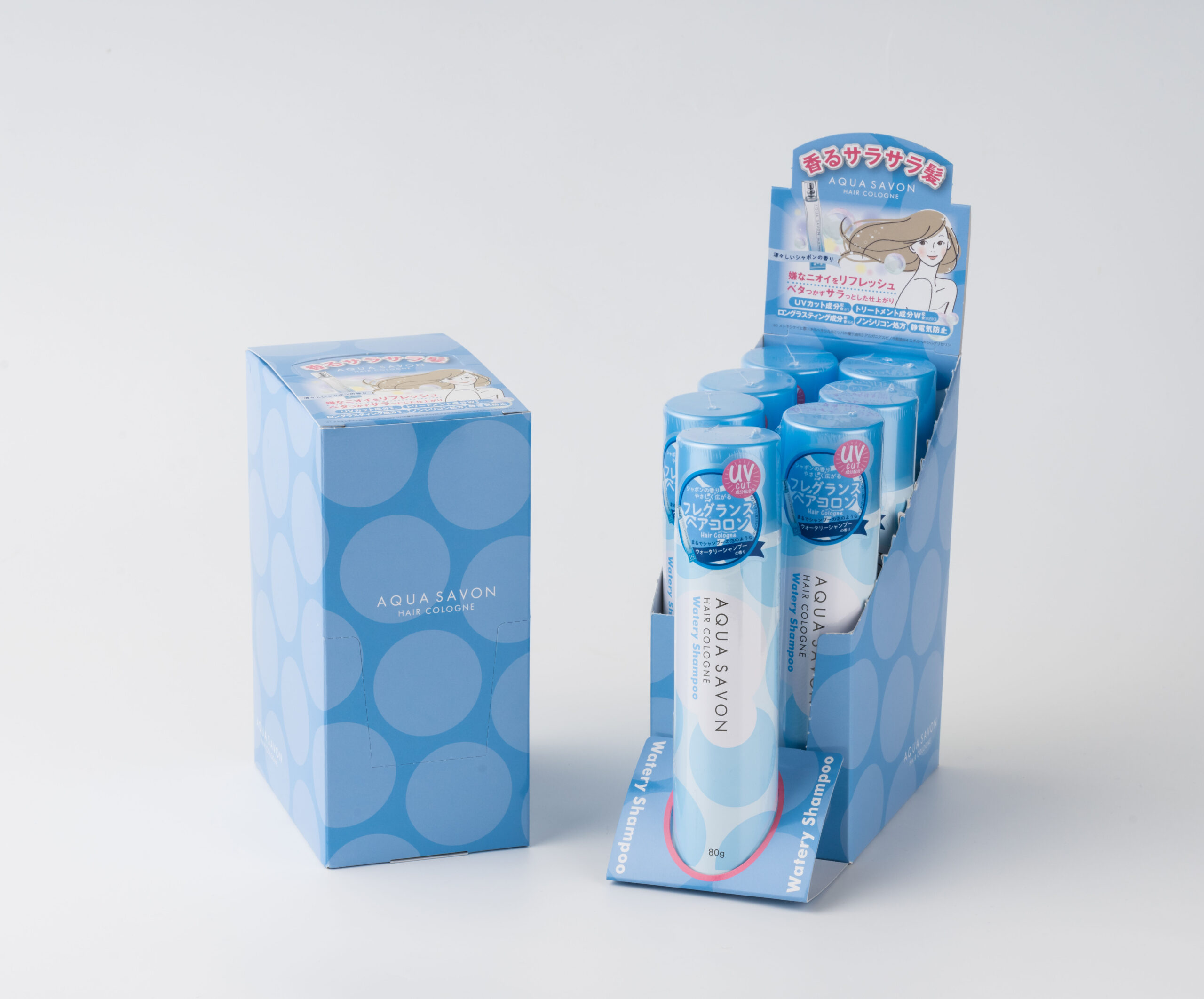 AQUA SAVON フレグランスヘアコロンPOP内箱１