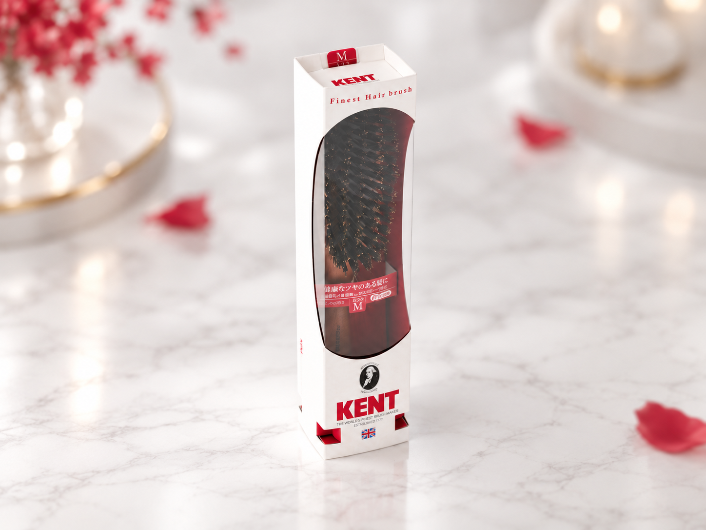 KENTヘアブラシ用の高級感ある白い紙製パッケージ